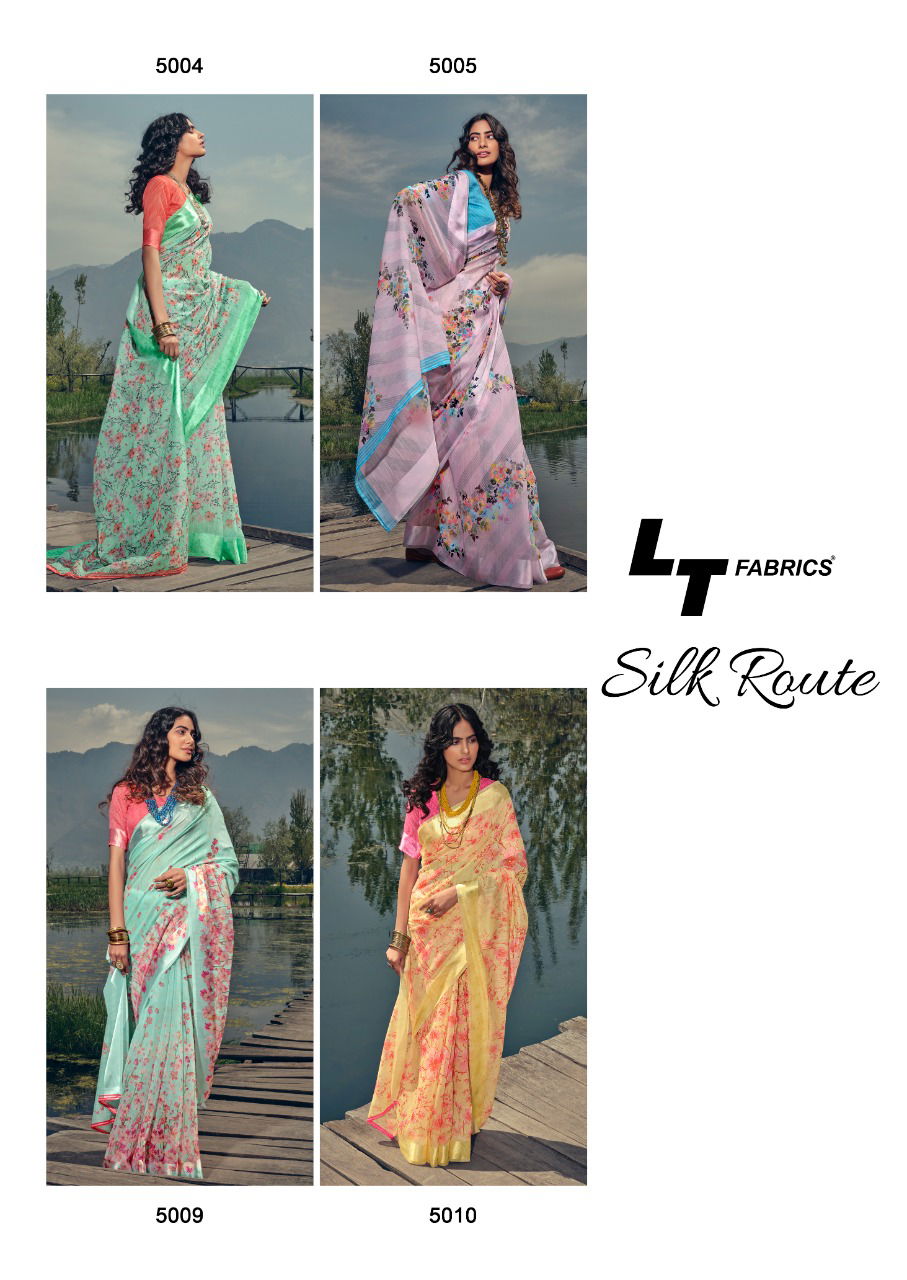 Lt Silk Route Latest Fancy Designer Linen Printed Casual Wear Saree Collection
